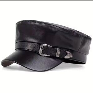 PU Leather Biker Hat